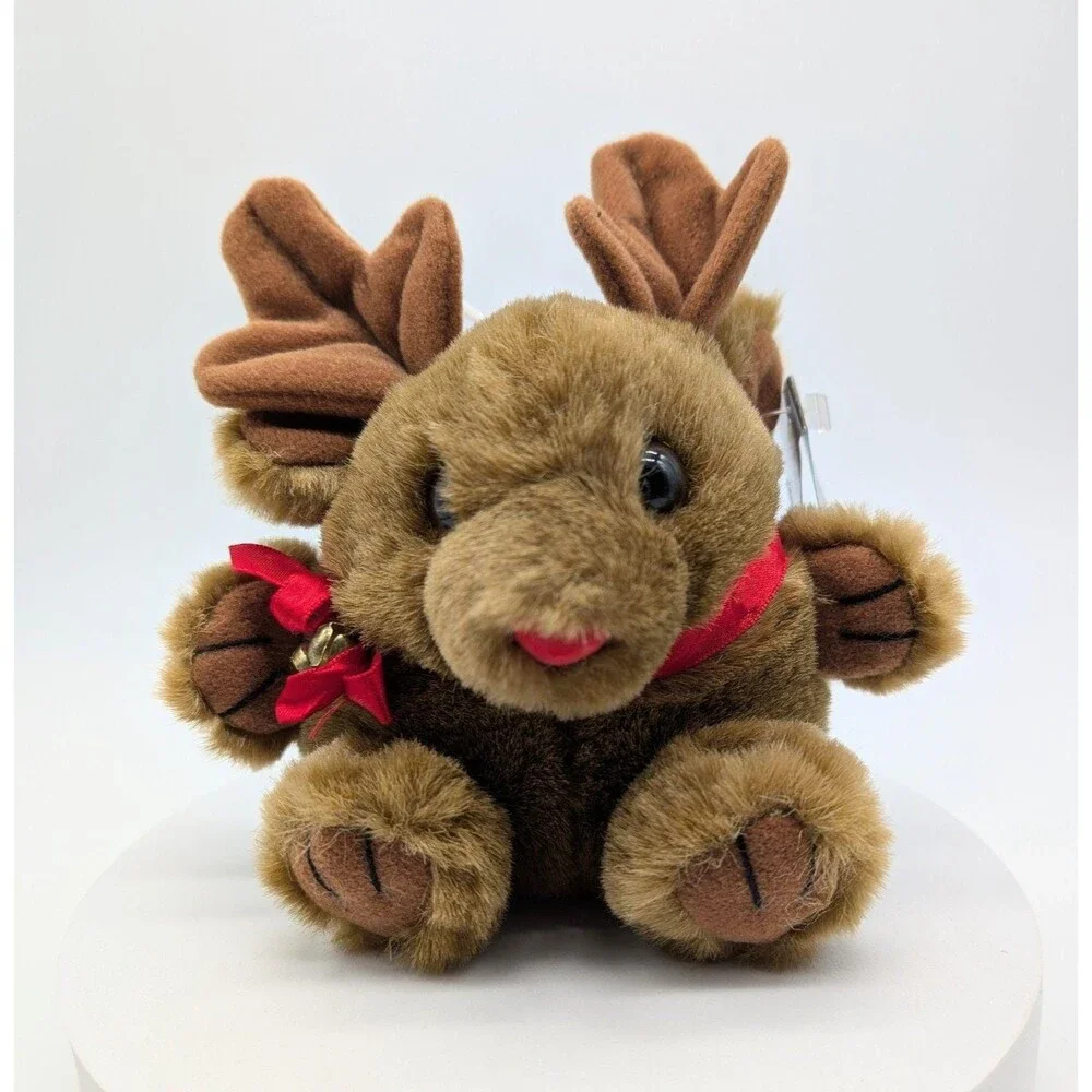 Vtg MJC Bean Plush Moose Reindeer Stuffed Animal Cushy Critter 1998 